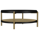  Coaster Furniture Arini 706198 Round Coffee Table With Storage Shelf - Black IMAGE 2