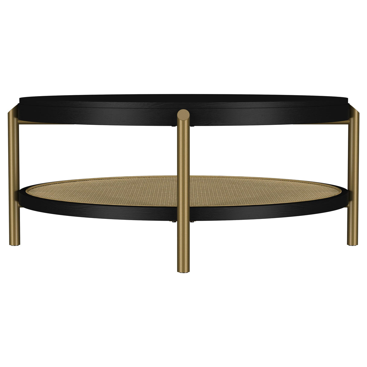  Coaster Furniture Arini 706198 Round Coffee Table With Storage Shelf - Black IMAGE 4