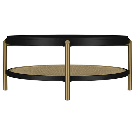  Coaster Furniture Arini 706198 Round Coffee Table With Storage Shelf - Black IMAGE 4