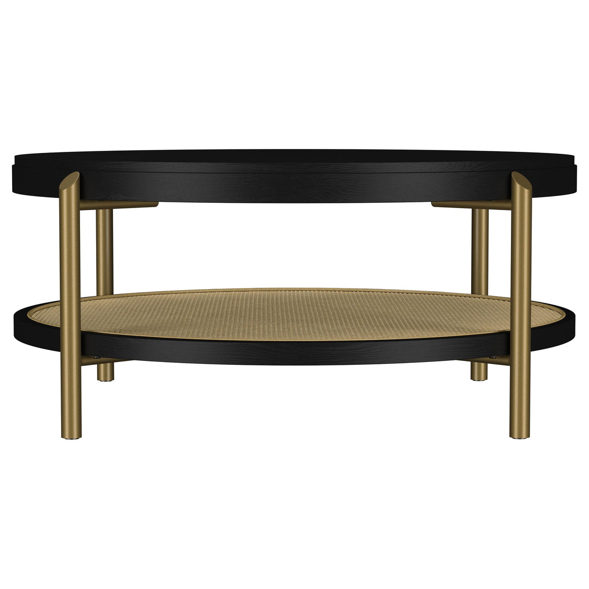  Coaster Furniture Arini 706198 Round Coffee Table With Storage Shelf - Black IMAGE 7