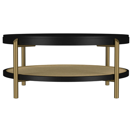  Coaster Furniture Arini 706198 Round Coffee Table With Storage Shelf - Black IMAGE 7