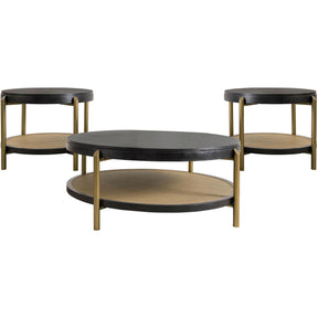  Coaster Furniture Arini 706198-S3 3-piece Round Coffee and End Table Set - Black IMAGE 1