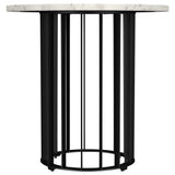  Coaster Furniture Haven 706207 Round Genuine White Marble Top Side Table - Black IMAGE 2
