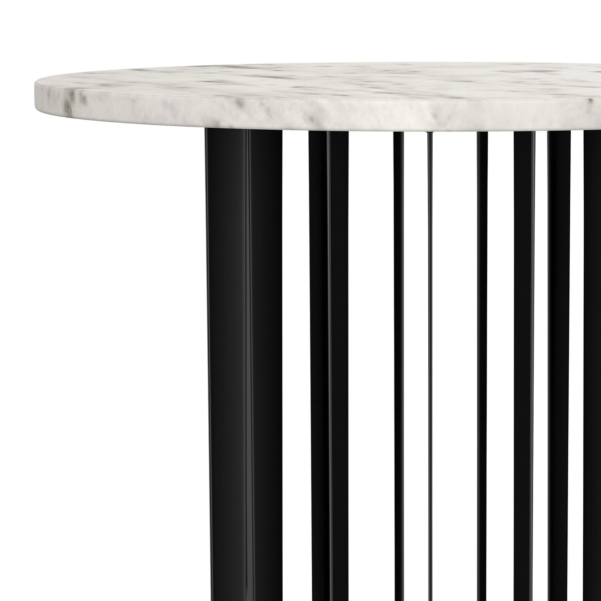  Coaster Furniture Haven 706207 Round Genuine White Marble Top Side Table - Black IMAGE 4
