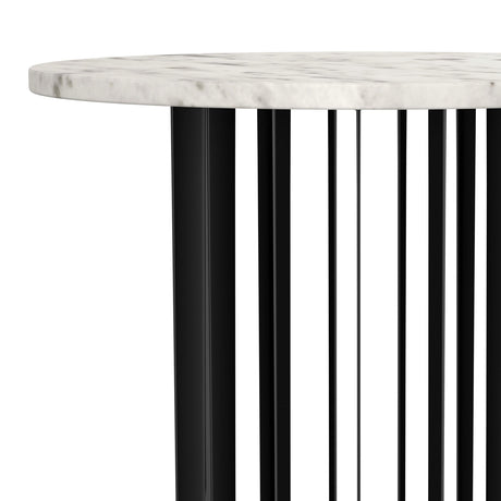  Coaster Furniture Haven 706207 Round Genuine White Marble Top Side Table - Black IMAGE 4
