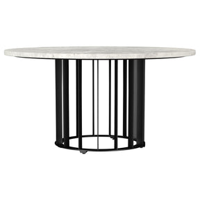  Coaster Furniture Haven 706208 Round Genuine White Marble Top Coffee Table - Black IMAGE 1