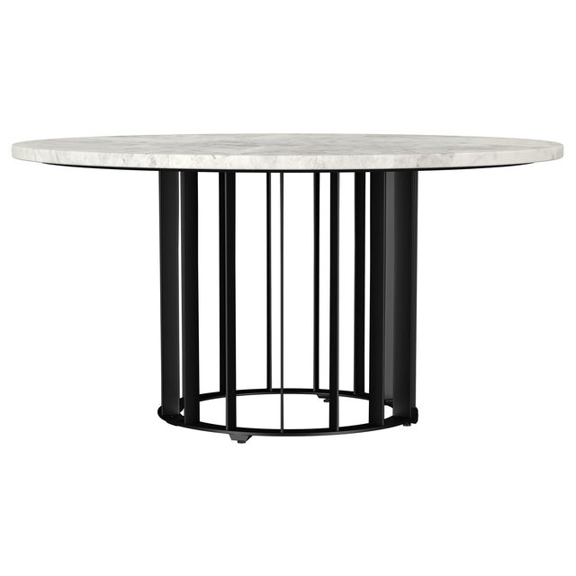  Coaster Furniture Haven 706208 Round Genuine White Marble Top Coffee Table - Black IMAGE 1
