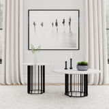  Coaster Furniture Haven 706208-S2 2-piece Round Marble Coffee and End Table Set - Black IMAGE 2