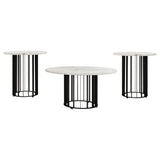  Coaster Furniture Haven 706208-S3 3-piece Round Marble Coffee and End Table Set - Black IMAGE 1