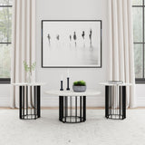  Coaster Furniture Haven 706208-S3 3-piece Round Marble Coffee and End Table Set - Black IMAGE 2