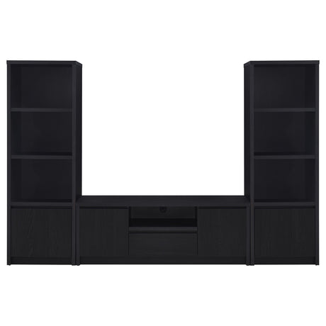  Coaster Furniture Winfield 706222-SET 3-piece Entertainment Center 60-inch TV Stand - Black IMAGE 1