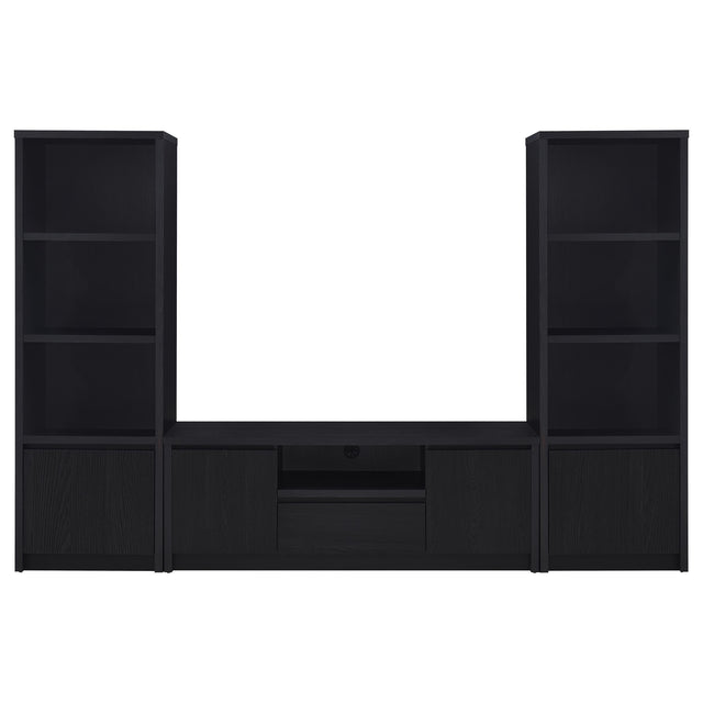  Coaster Furniture Winfield 706222-SET 3-piece Entertainment Center 60-inch TV Stand - Black IMAGE 1