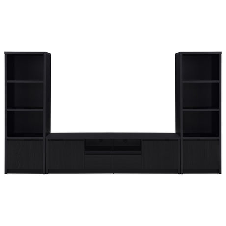  Coaster Furniture Winfield 706223-SET 3-piece Entertainment Center 78-inch TV Stand - Black IMAGE 1