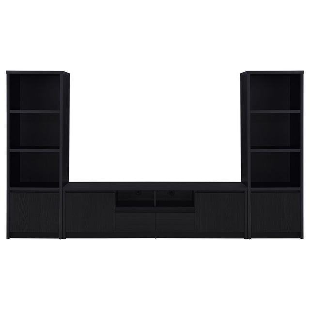  Coaster Furniture Winfield 706223-SET 3-piece Entertainment Center 78-inch TV Stand - Black IMAGE 1