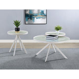  Coaster Furniture Briggs 706257 Round Marble Printed Glass Top Side Table - White IMAGE 11