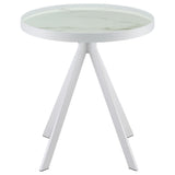  Coaster Furniture Briggs 706257 Round Marble Printed Glass Top Side Table - White IMAGE 9