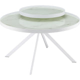  Coaster Furniture Briggs 706258 Round Marble Printed Glass Top Coffee Table - White IMAGE 1