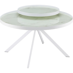  Coaster Furniture Briggs 706258 Round Marble Printed Glass Top Coffee Table - White IMAGE 1