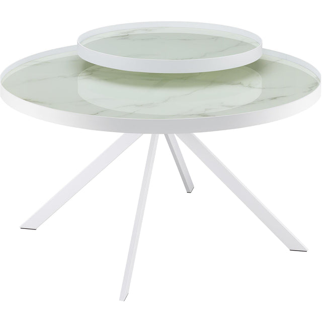  Coaster Furniture Briggs 706258 Round Marble Printed Glass Top Coffee Table - White IMAGE 1