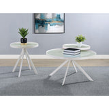  Coaster Furniture Briggs 706258 Round Marble Printed Glass Top Coffee Table - White IMAGE 14