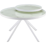  Coaster Furniture Briggs 706258 Round Marble Printed Glass Top Coffee Table - White IMAGE 5