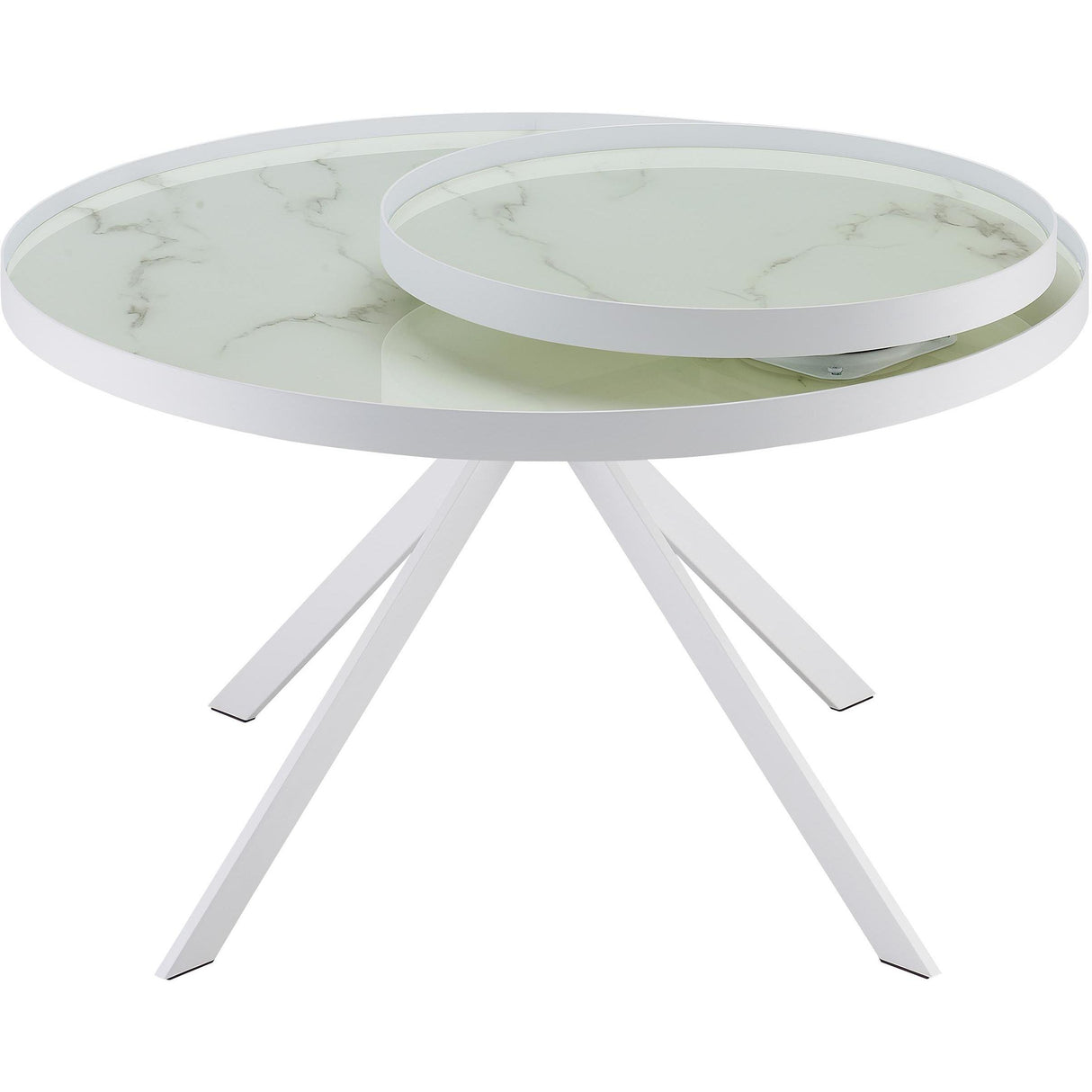  Coaster Furniture Briggs 706258 Round Marble Printed Glass Top Coffee Table - White IMAGE 6