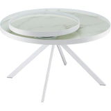  Coaster Furniture Briggs 706258 Round Marble Printed Glass Top Coffee Table - White IMAGE 7