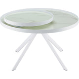  Coaster Furniture Briggs 706258 Round Marble Printed Glass Top Coffee Table - White IMAGE 8