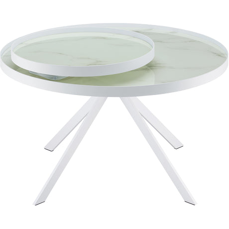  Coaster Furniture Briggs 706258 Round Marble Printed Glass Top Coffee Table - White IMAGE 8
