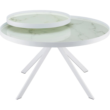  Coaster Furniture Briggs 706258 Round Marble Printed Glass Top Coffee Table - White IMAGE 9
