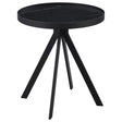  Coaster Furniture Briggs 706267 Round Marble Printed Glass Top End Table - Black IMAGE 1