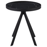  Coaster Furniture Briggs 706267 Round Marble Printed Glass Top End Table - Black IMAGE 2