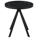  Coaster Furniture Briggs 706267 Round Marble Printed Glass Top End Table - Black IMAGE 3