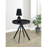  Coaster Furniture Briggs 706267 Round Marble Printed Glass Top End Table - Black IMAGE 4