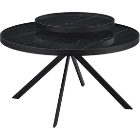  Coaster Furniture Briggs 706268 Round Marble Printed Glass Top Coffee Table - Black IMAGE 1