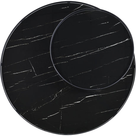  Coaster Furniture Briggs 706268 Round Marble Printed Glass Top Coffee Table - Black IMAGE 10