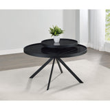  Coaster Furniture Briggs 706268 Round Marble Printed Glass Top Coffee Table - Black IMAGE 2