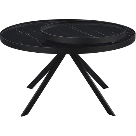  Coaster Furniture Briggs 706268 Round Marble Printed Glass Top Coffee Table - Black IMAGE 6