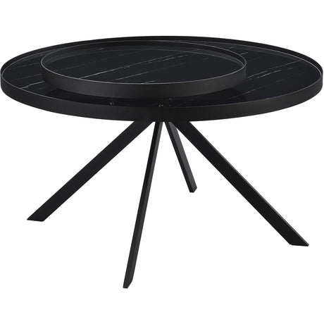  Coaster Furniture Briggs 706268 Round Marble Printed Glass Top Coffee Table - Black IMAGE 7