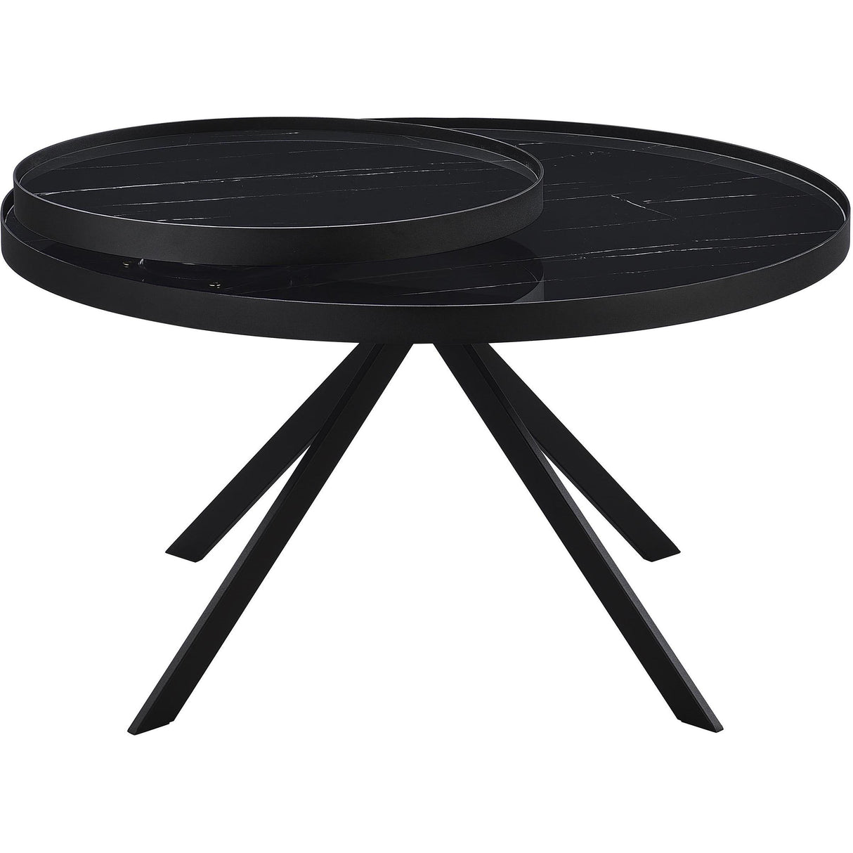  Coaster Furniture Briggs 706268 Round Marble Printed Glass Top Coffee Table - Black IMAGE 8