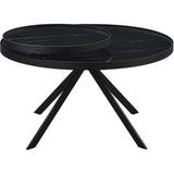  Coaster Furniture Briggs 706268 Round Marble Printed Glass Top Coffee Table - Black IMAGE 8