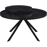  Coaster Furniture Briggs 706268 Round Marble Printed Glass Top Coffee Table - Black IMAGE 9