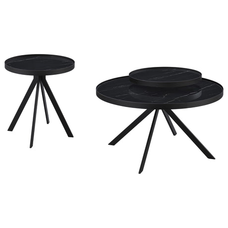  Coaster Furniture Briggs 706268-S2 2-piece Round Coffee and End Table Set - Black IMAGE 1
