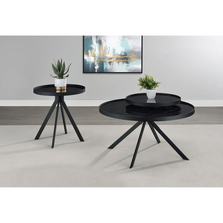  Coaster Furniture Briggs 706268-S2 2-piece Round Coffee and End Table Set - Black IMAGE 5