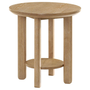  Coaster Furniture Ottowa 706297 Round Wood End Table with Shelf - Light Oak IMAGE 1