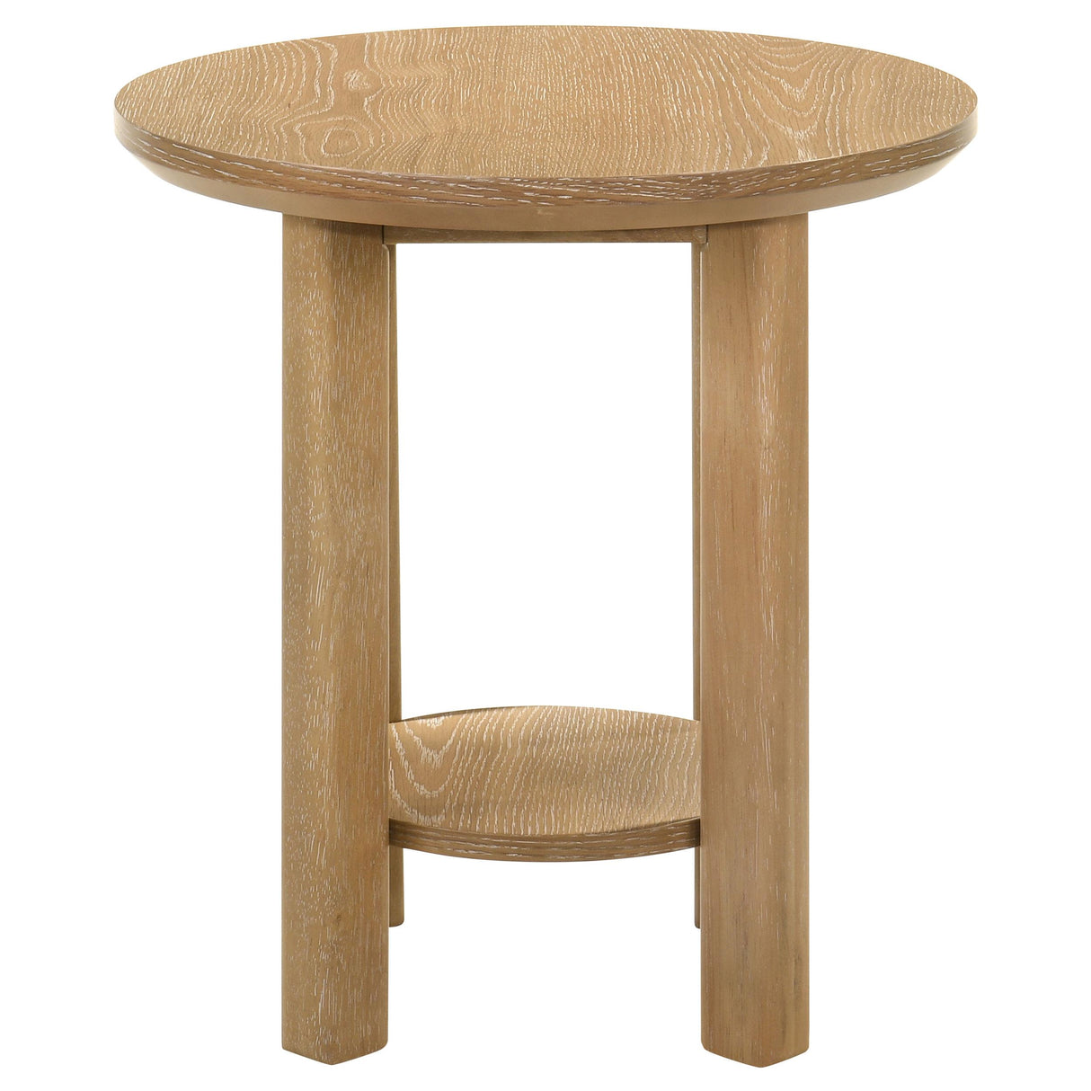  Coaster Furniture Ottowa 706297 Round Wood End Table with Shelf - Light Oak IMAGE 7