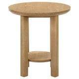  Coaster Furniture Ottowa 706297 Round Wood End Table with Shelf - Light Oak IMAGE 7