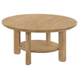  Coaster Furniture Ottowa 706298 36-inch Round Wood Coffee Table - Light Oak IMAGE 1