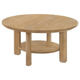  Coaster Furniture Ottowa 706298 36-inch Round Wood Coffee Table - Light Oak IMAGE 1