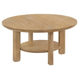  Coaster Furniture Ottowa 706298 36-inch Round Wood Coffee Table - Light Oak IMAGE 2
